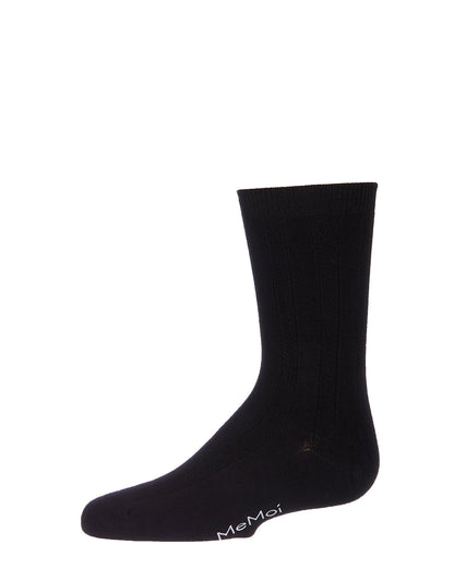 Woven Ribbed Bamboo Blend Boy’s Crew Socks