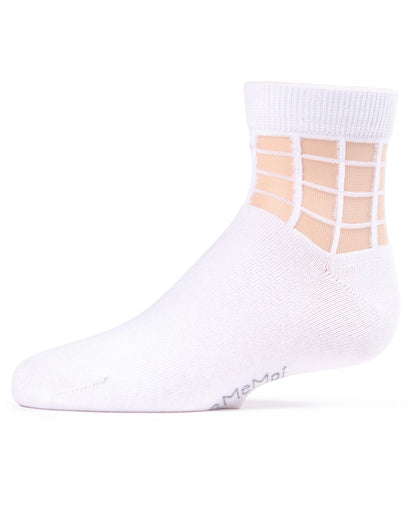 Girls Window Pane Sheer Cotton Blend Socks