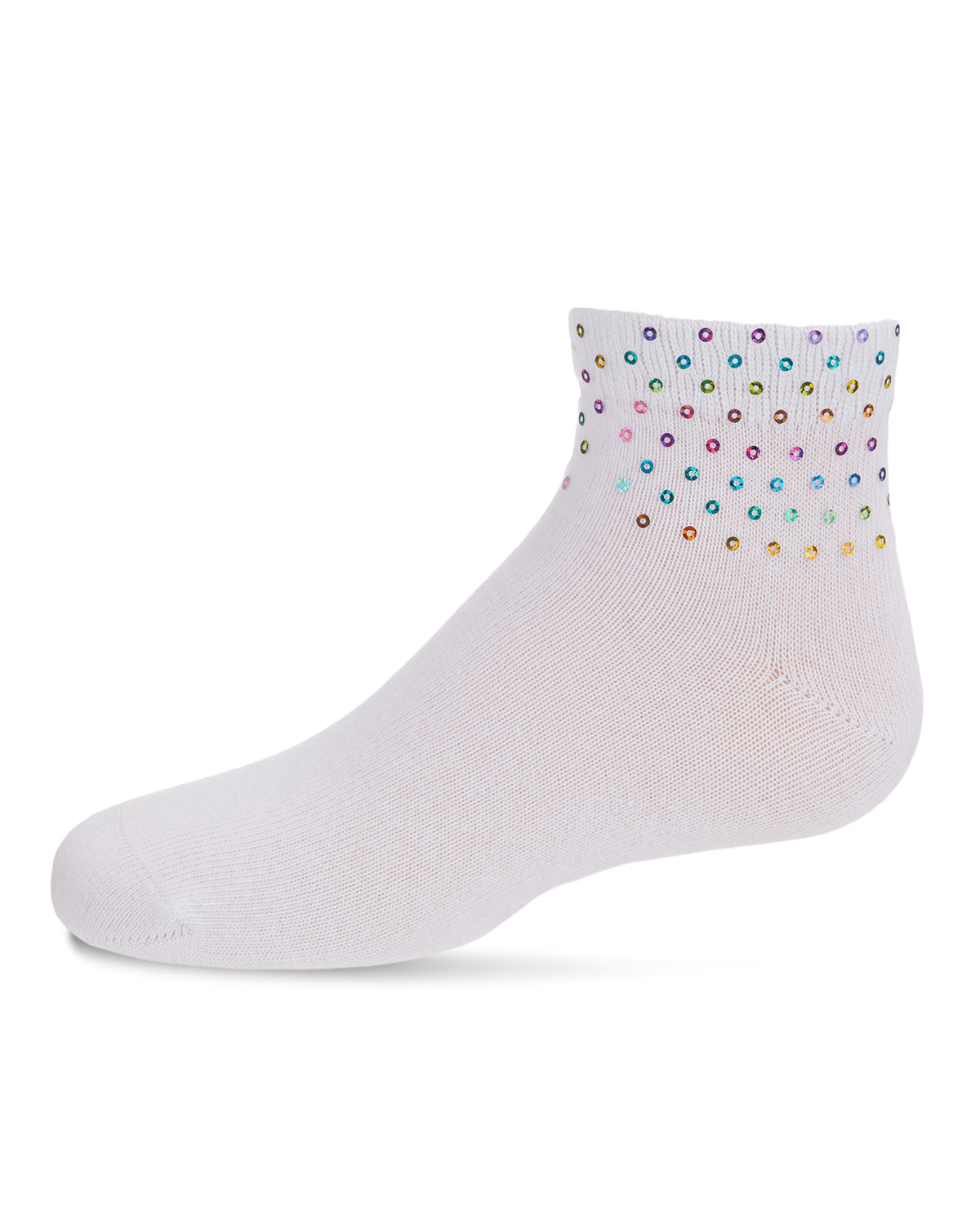 Multicolor Sequin Cotton Blend Girls Anklet Sock
