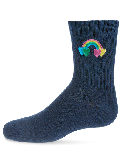 Rainbow Patch Kids Cotton Blend Crew Sock