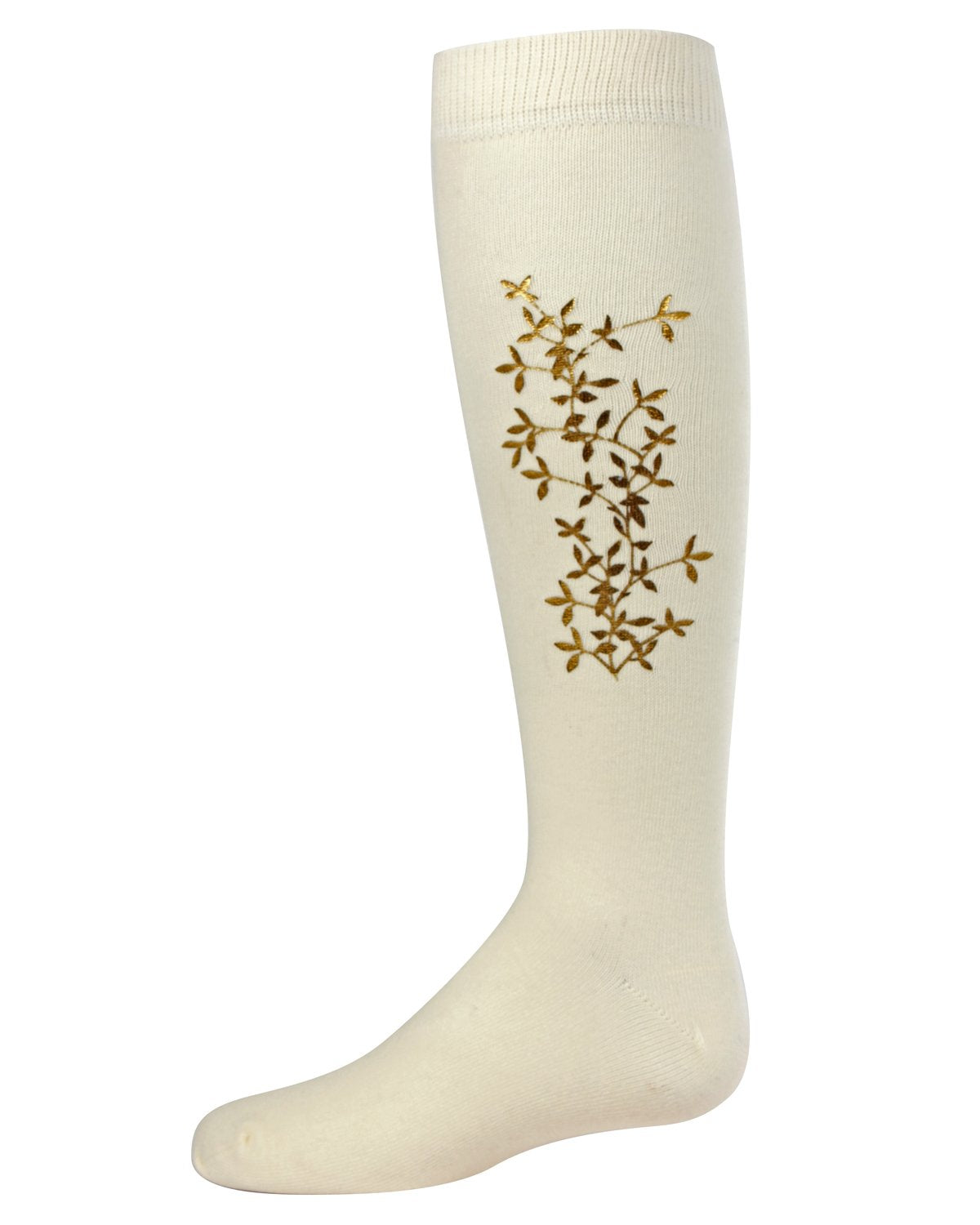 Foil and Foliage Cotton Blend Girls Knee Socks