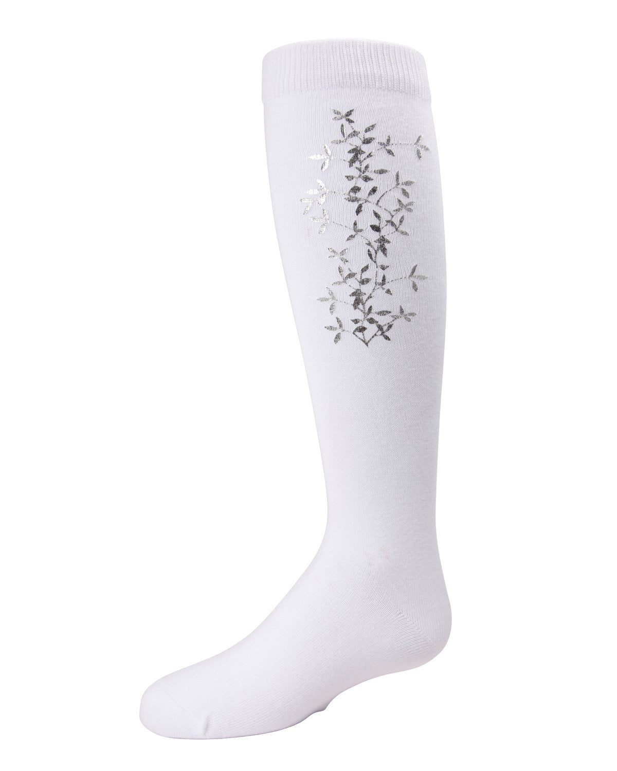 Foil and Foliage Cotton Blend Girls Knee Socks