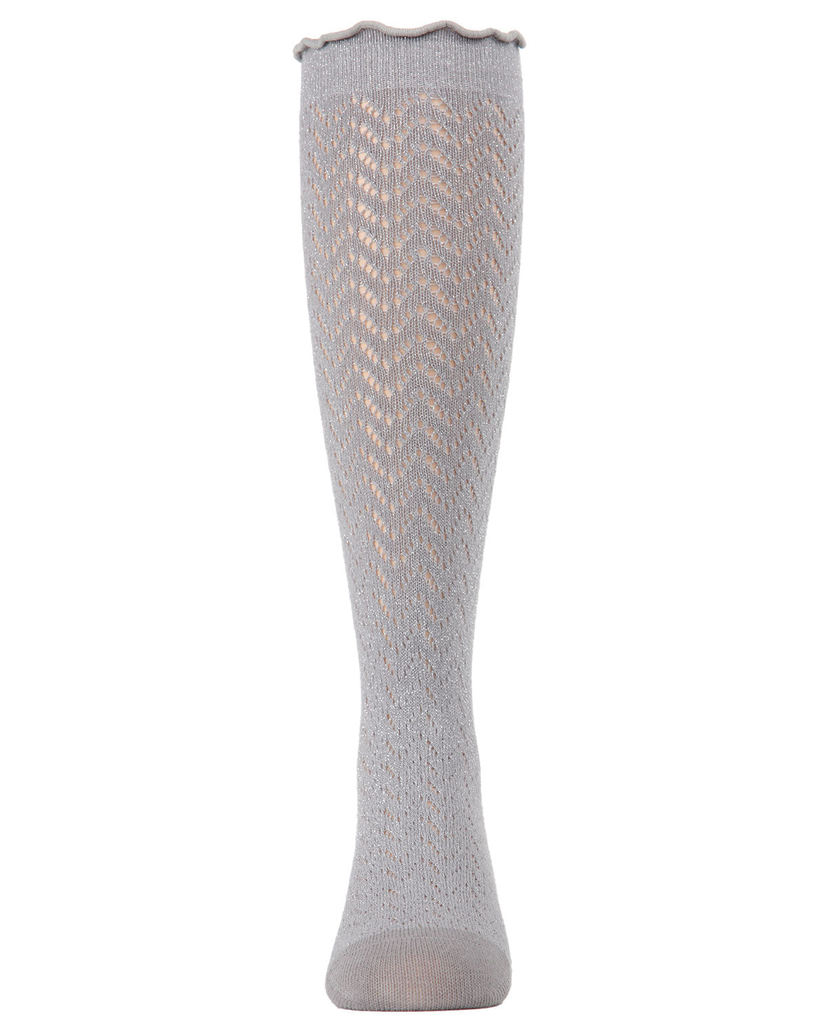 Open Work Shimmer Cotton Blend Knee High Socks