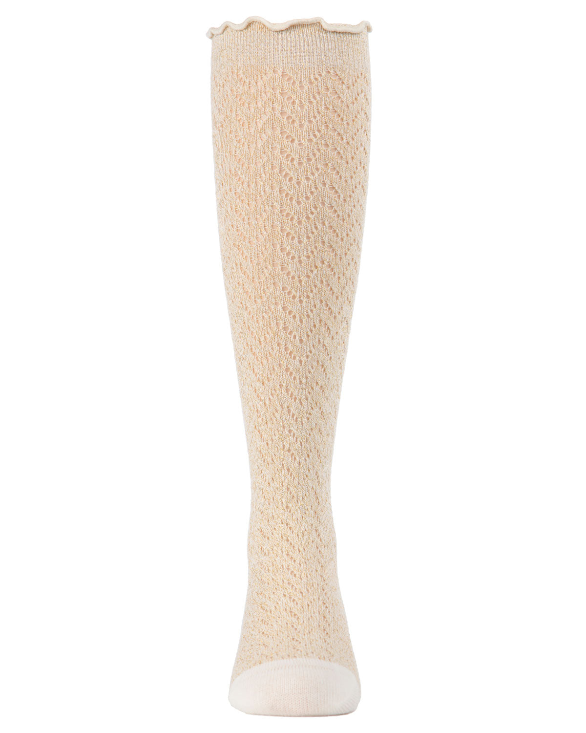 Open Work Shimmer Cotton Blend Knee High Socks