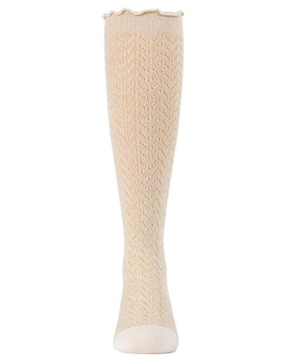 Open Work Shimmer Cotton Blend Knee High Socks