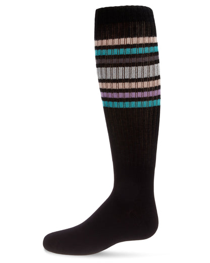 Girls' Metallic Sport Stripe Knee-High Socks