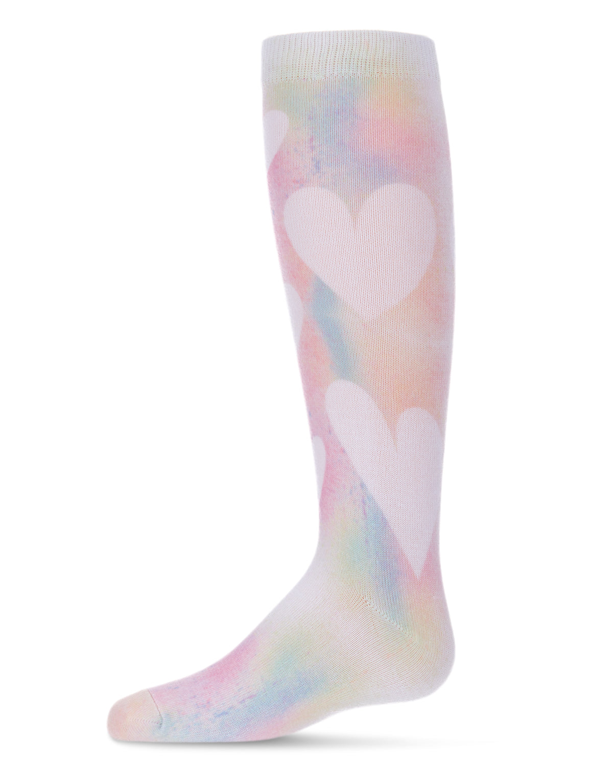 Girls' Tie Dye Pastel Heart Knee-High Socks