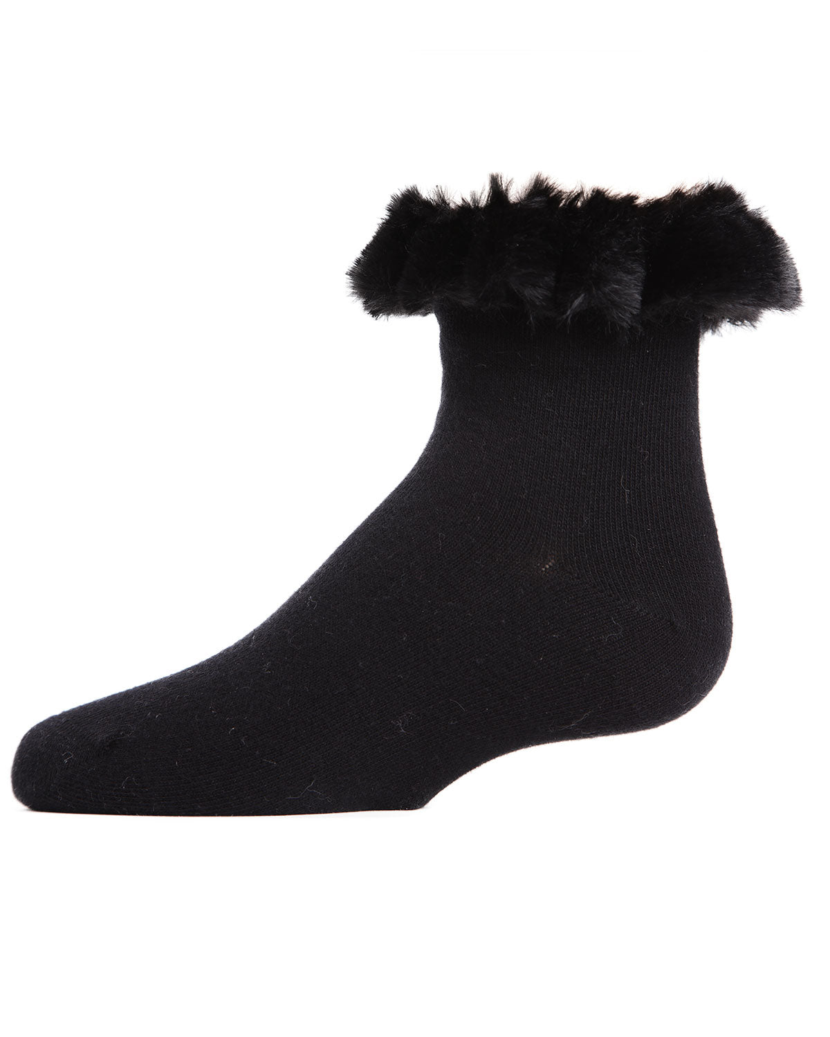Faux-Fur Cuff Cotton Blend Anklet Socks