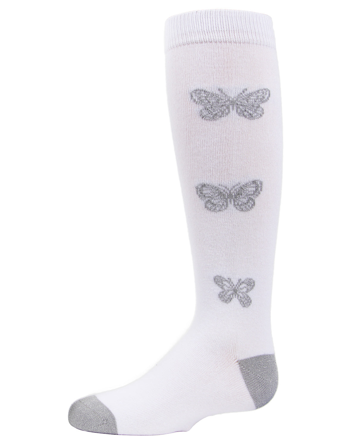 Glitter Butterfly Cotton Blend Knee High Socks