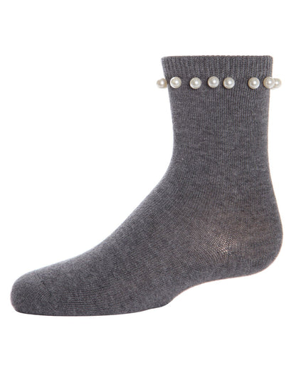 String of Pearls Girls Cotton Blend Crew Socks