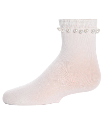 String of Pearls Girls Cotton Blend Crew Socks