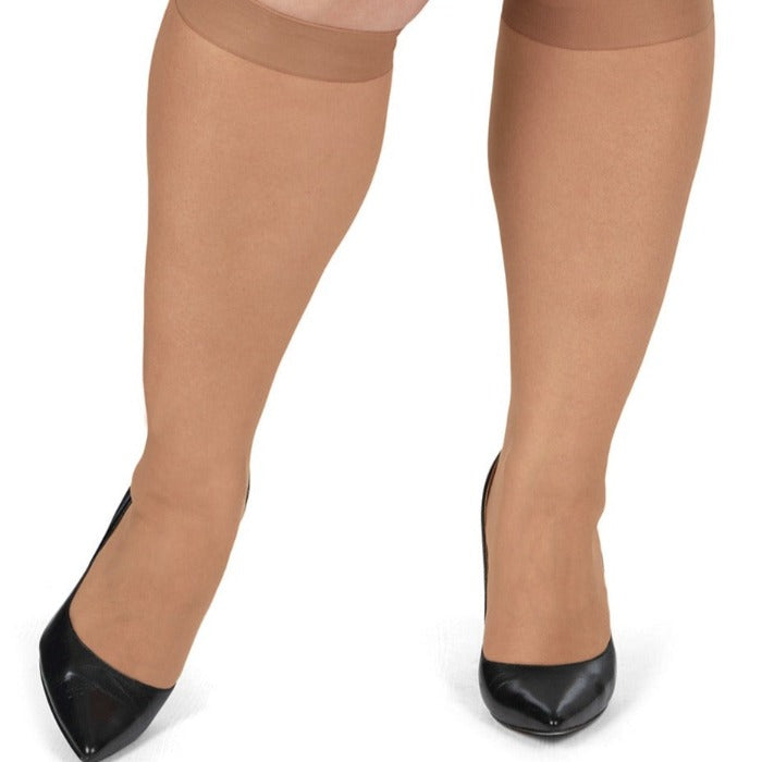 Microfiber Opaque Plus Size Curvy 2 Pack Knee High Stocking