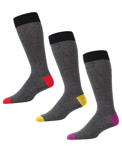 Men's 3 Pair Pack Textured Tip Crew Socks