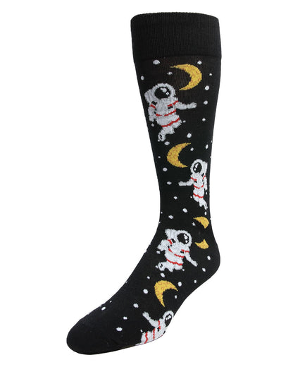 Stellar Moonwalk Astronaut Men's Bamboo Blend Crew Socks