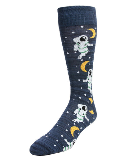 Stellar Moonwalk Astronaut Men's Bamboo Blend Crew Socks