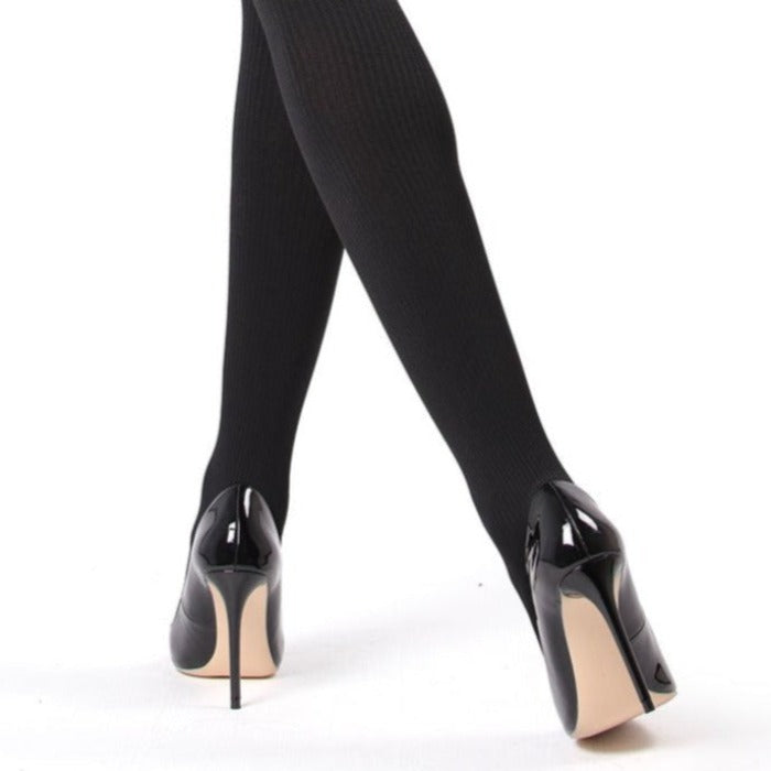 Women's Ribbed Plush Lined Fleece Opaque Winter Tights