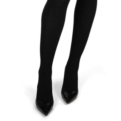Women's Opaque Pin Ribbed Cotton Sweater Tights