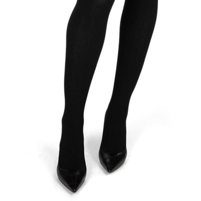 Women's Opaque Pin Ribbed Cotton Sweater Tights