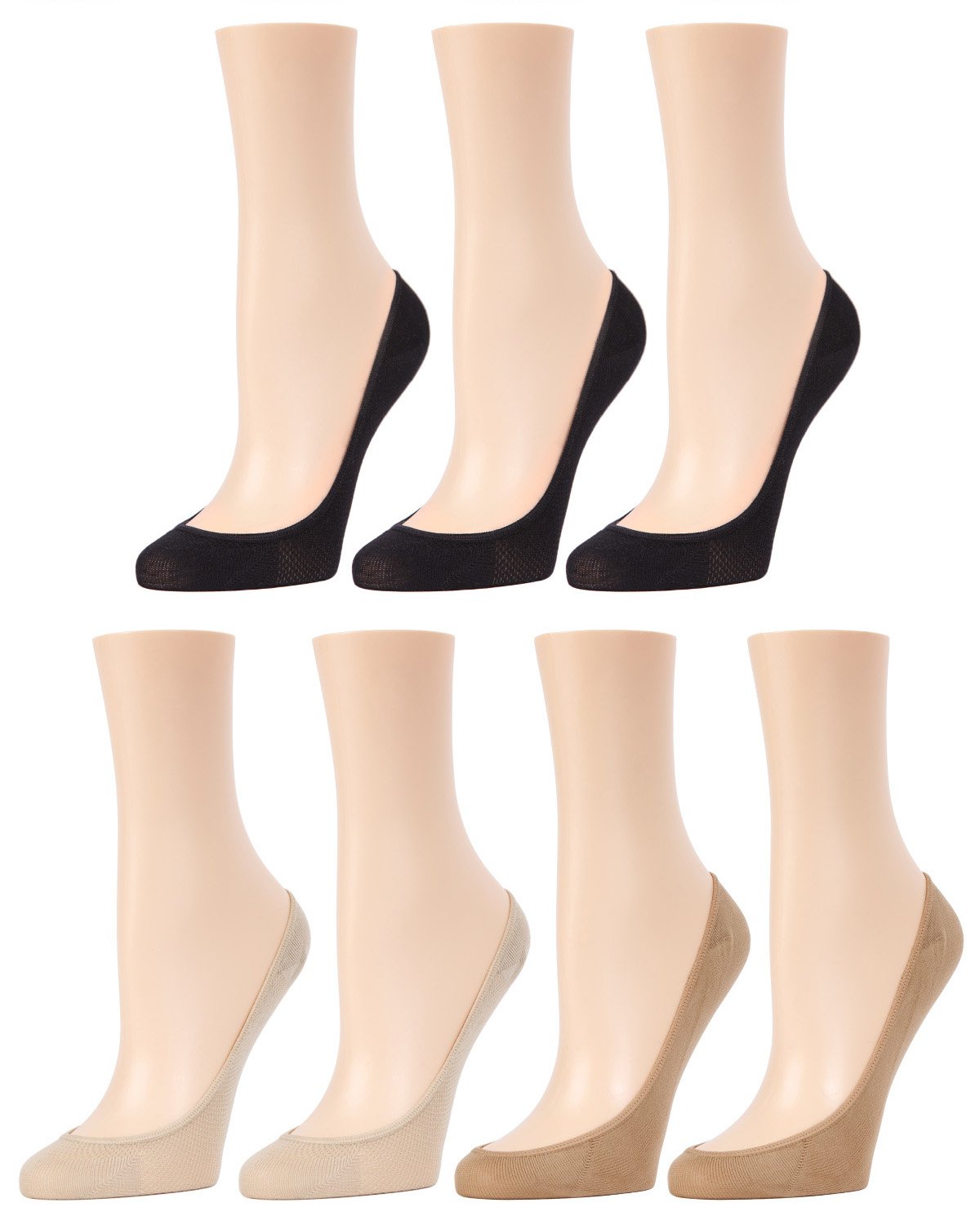 Women's 7 Pair Pack Nylon Mesh No Show Liner Socks