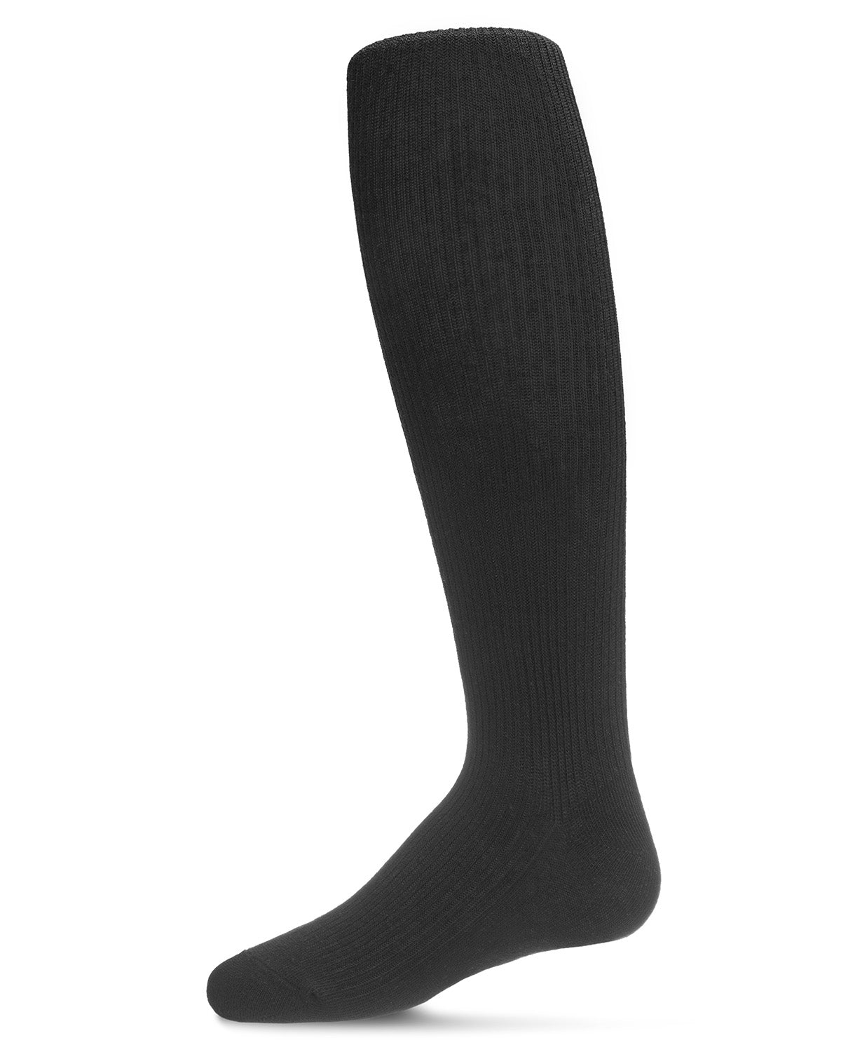Pinned Ribbed Cotton Blend Basic Girls Tights