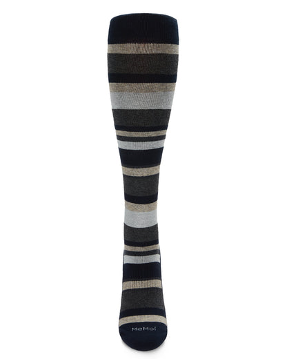 Unisex Multi Striped Cotton Blend 15-20mmHg Graduated Compression Socks