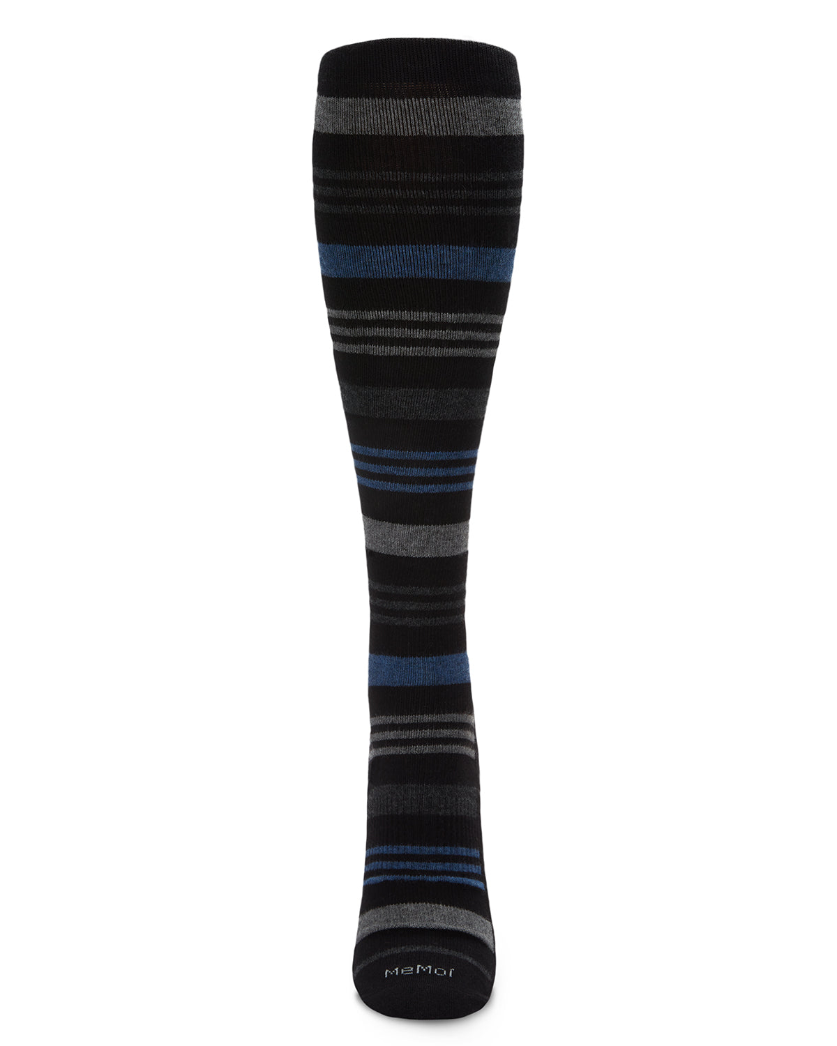 Unisex Black Multi Striped Cotton Blend 15-20mmHg Graduated Compression Socks