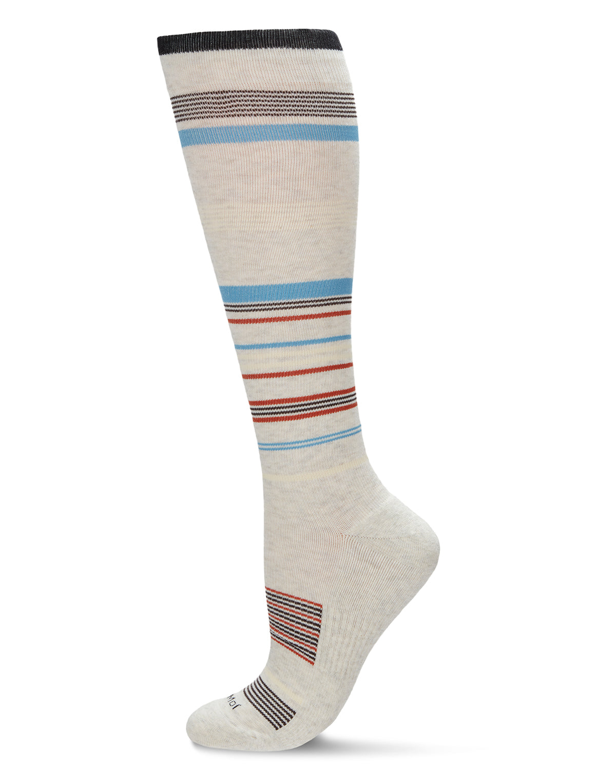 Unisex Multi-Striped Cotton Blend 15-20mmHg Graduated Compression Socks