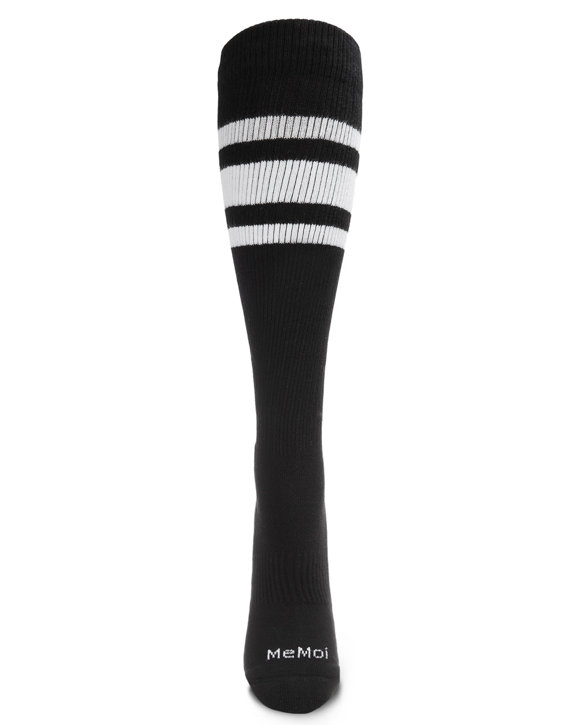 Unisex Striped Athletic Cushion Sole Knee High Cotton Blend 15-20mmHg Graduated Compression Socks