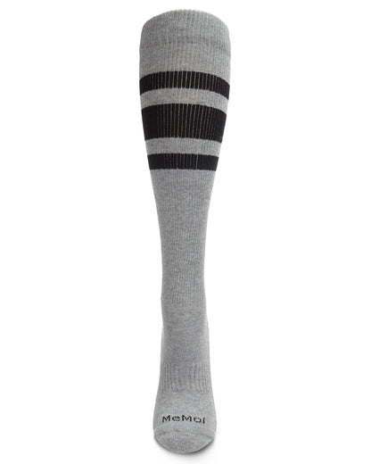 Unisex Striped Athletic Cushion Sole Knee High Cotton Blend 15-20mmHg Graduated Compression Socks