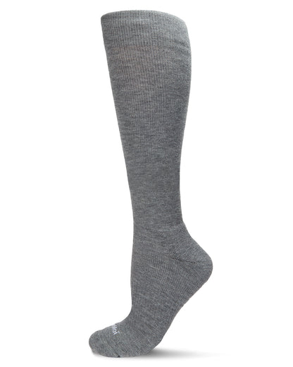 Unisex Solid Merino Cushion Sole Knee High Wool Blend 15-20mmHg Graduated Compression Socks